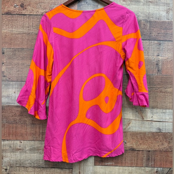 Escapada Susan 3/4 Sleeve Nantucket Pink Orange Rayon Top Size Medium - Picture 6 of 9